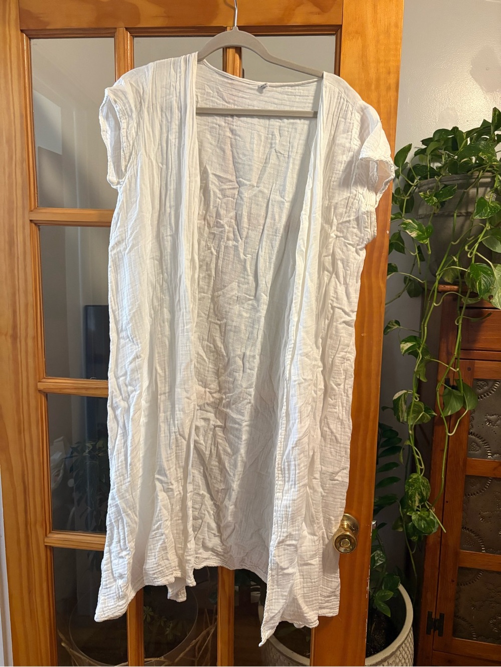 Lightweight White Open-Front Duster Cardigan